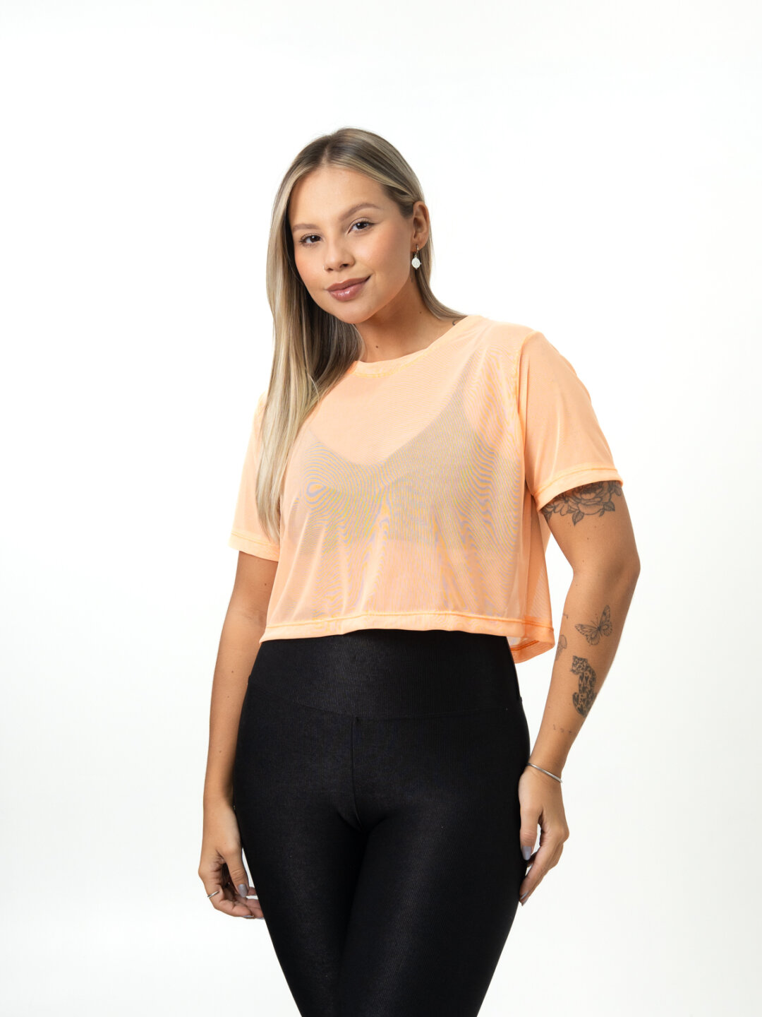 Cropped de Tule - Laranja Neon