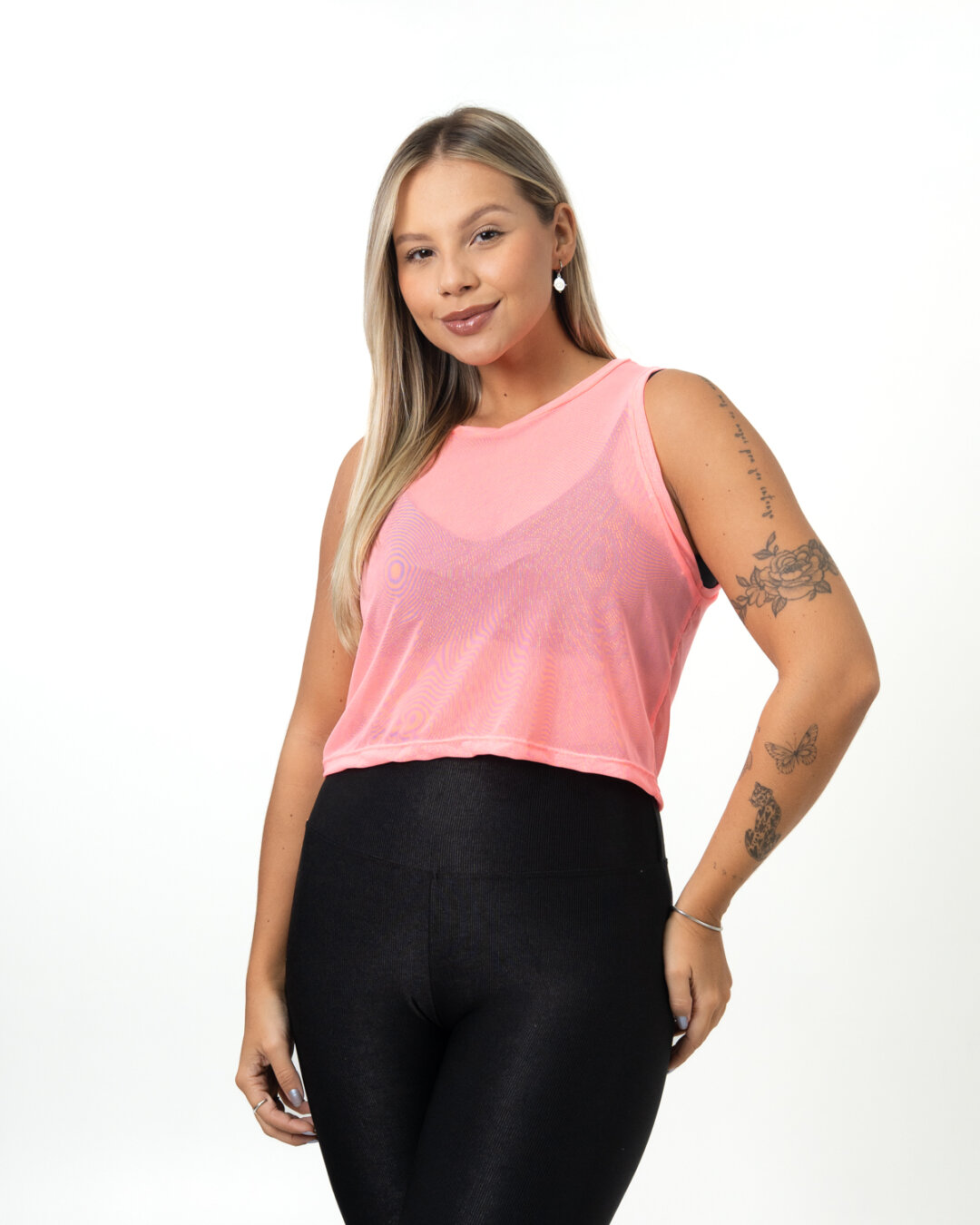 Cropped Regata de Tule - Rosa Neon