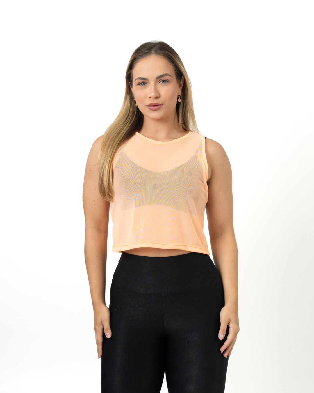 Cropped Regata de Tule - Laranja Neon