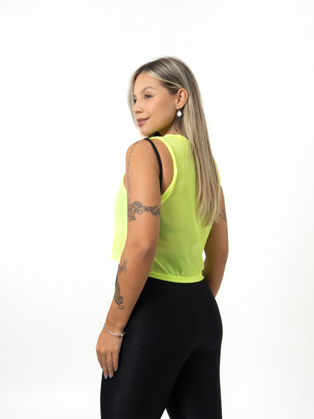 Cropped Regata de Tule - Amarelo Neon - Image 3