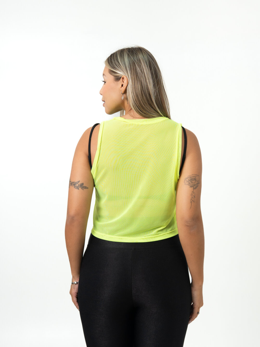 Cropped Regata de Tule - Amarelo Neon - Image 2