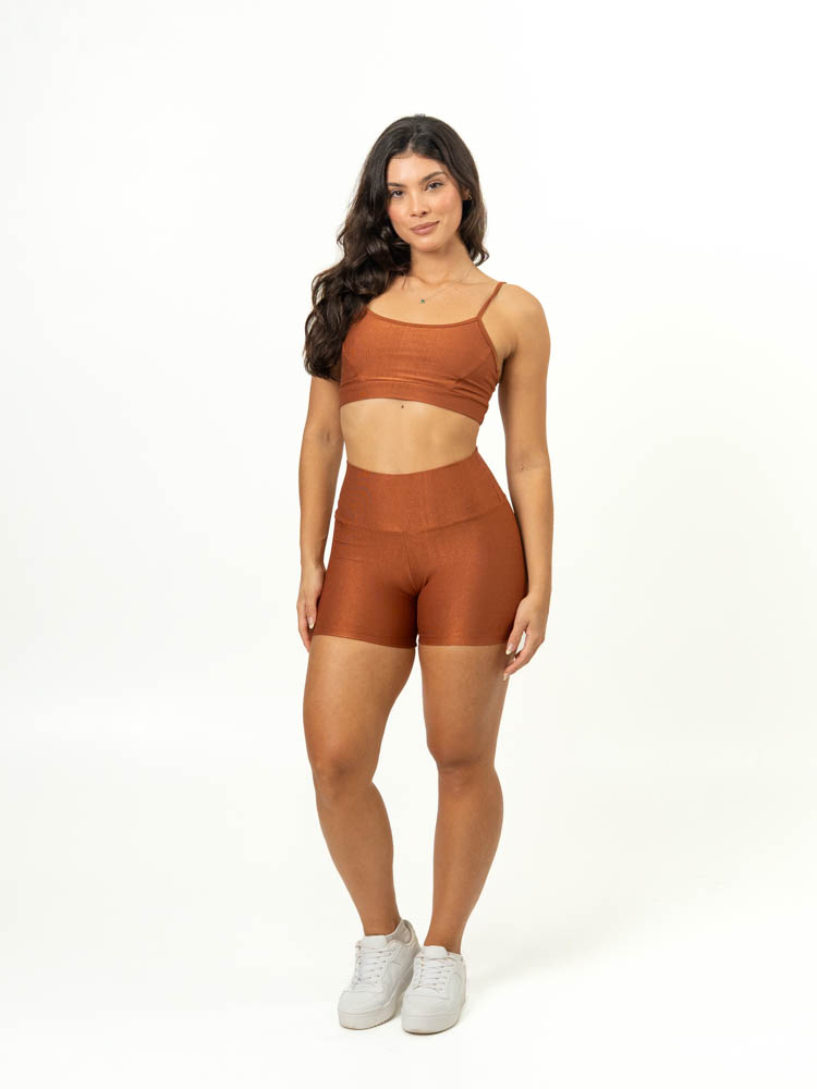 Short Básico + Top Manu – Compressão Chocolate