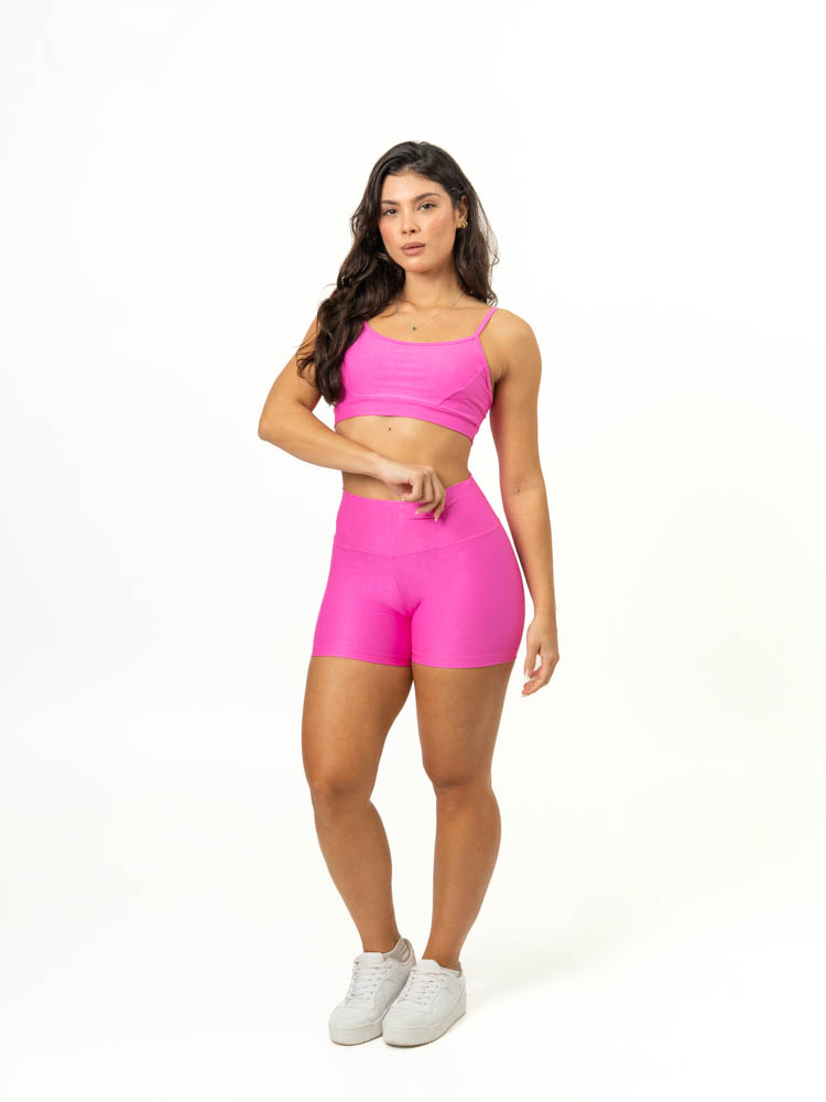Short Básico + Top Manu - Compressão Rosa Barbie