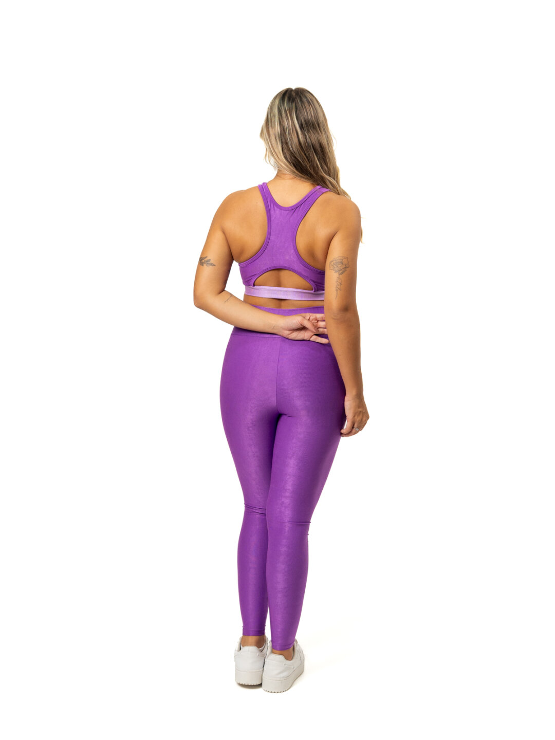 Legging Bicolor Cós Cruzado + Top Aline – Compressão Violeta/Pale lilac - Image 2