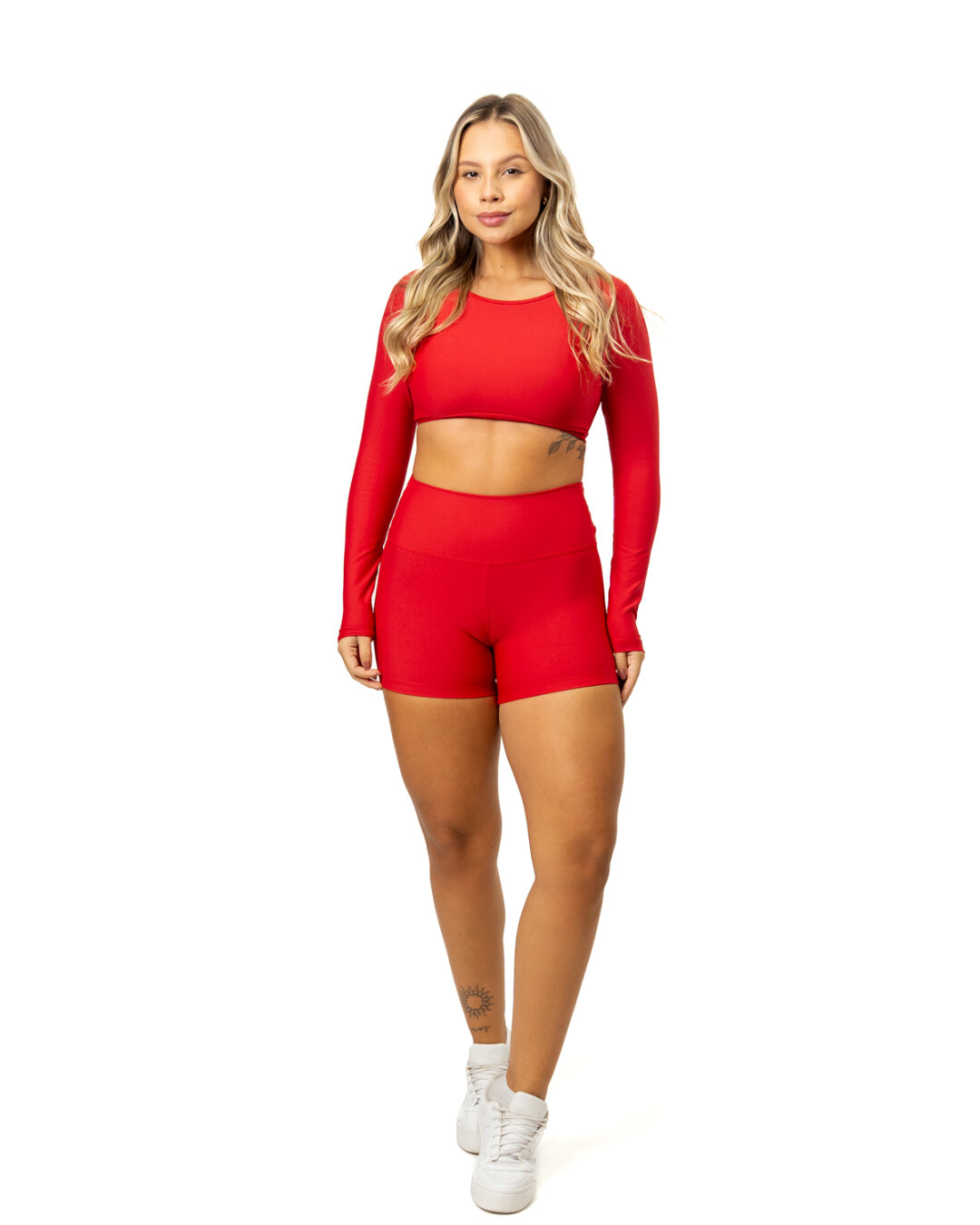 Short Básico + Top Alice Manga Longa - Light Vermelho - G