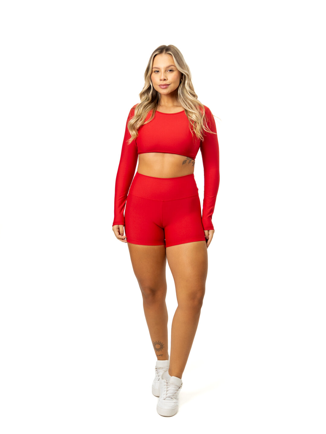 Short Básico + Top Alice Manga Longa - Light Vermelho