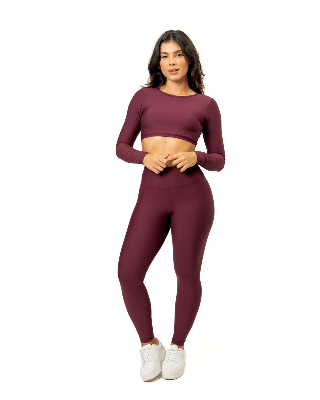 Legging Básica + Top Alice Manga Longa - Light Bordo - M