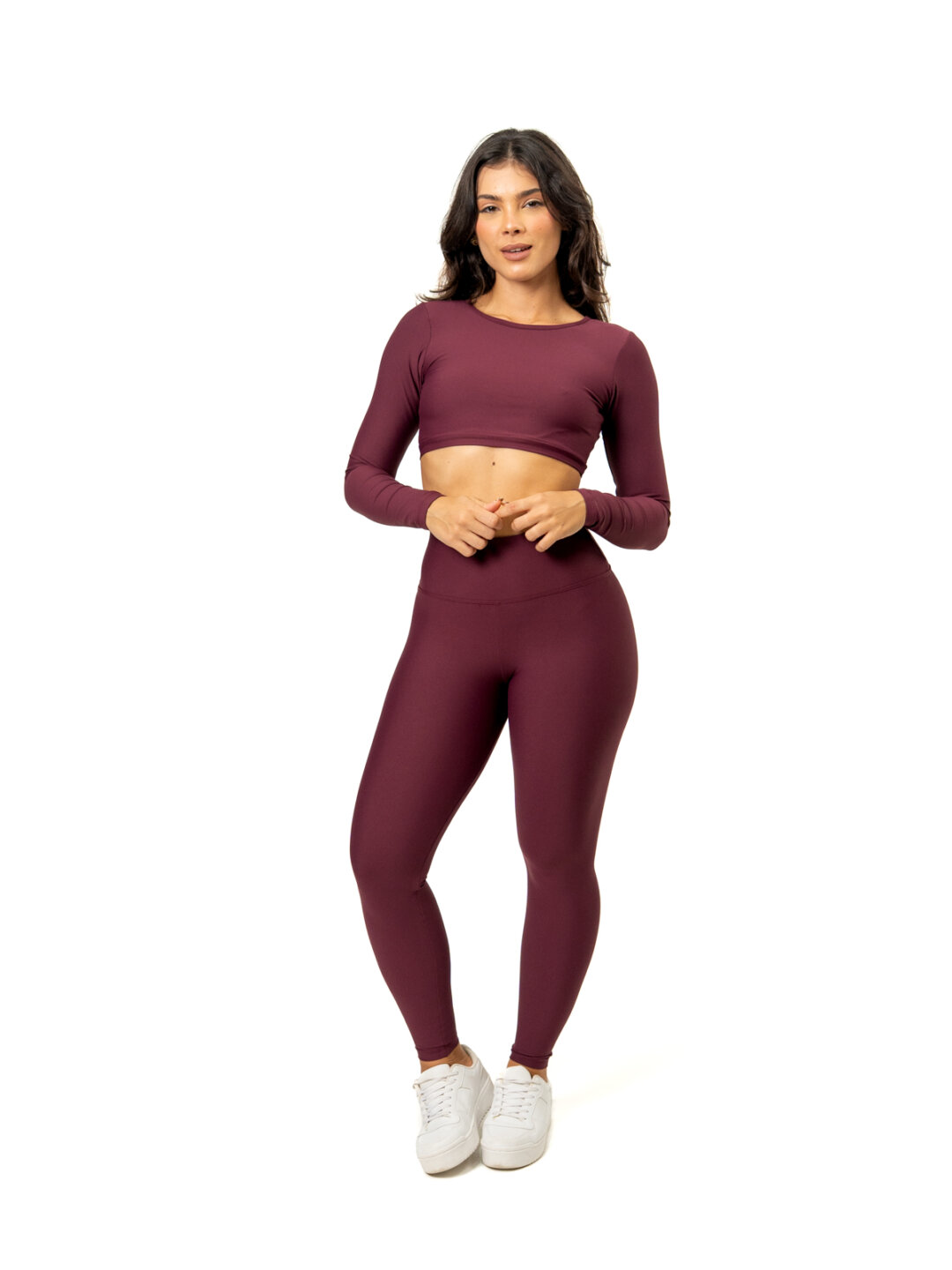 Legging Básica + Top Alice Manga Longa - Light Bordo