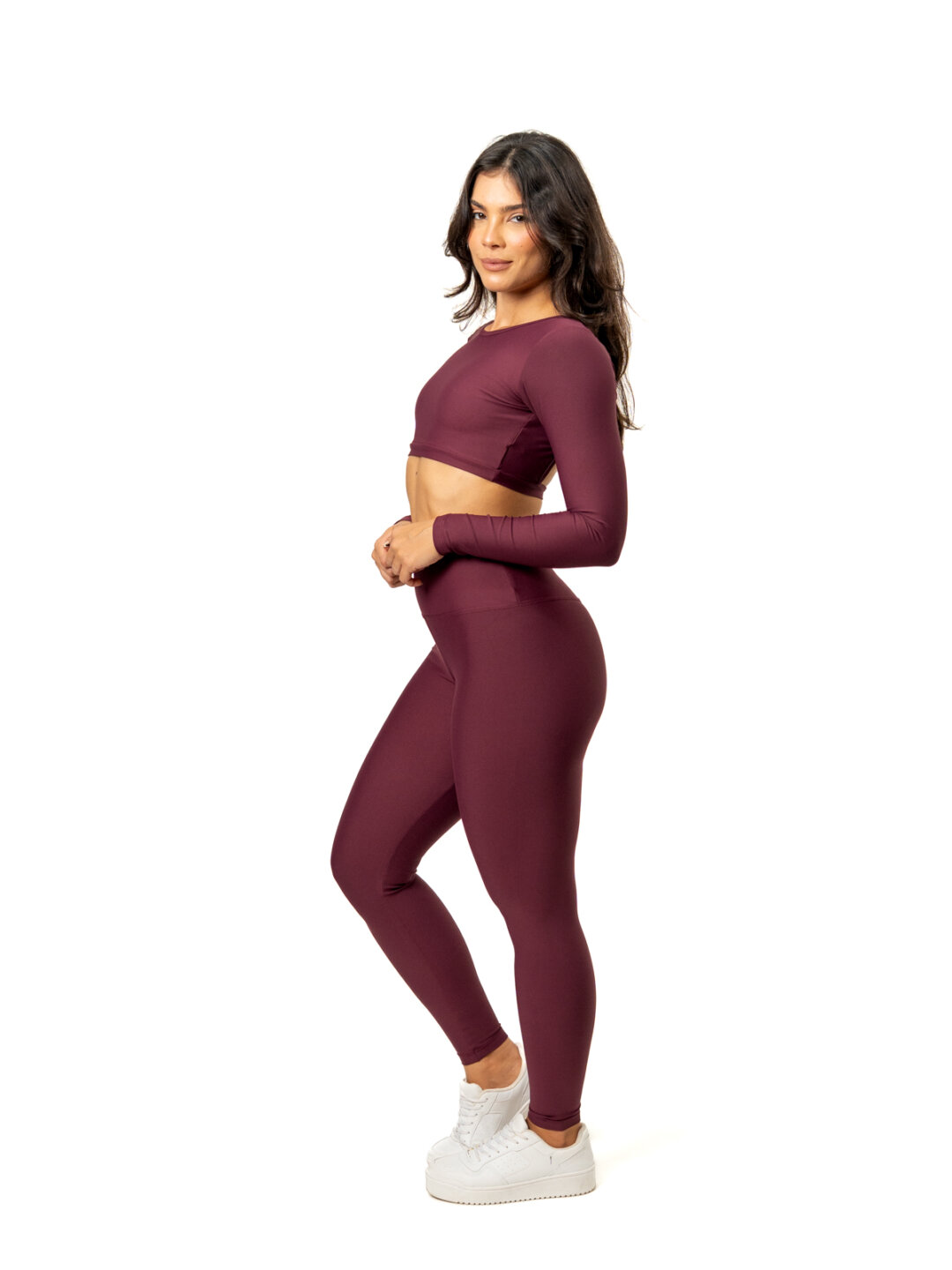 Legging Básica + Top Alice Manga Longa - Light Bordo - Image 3