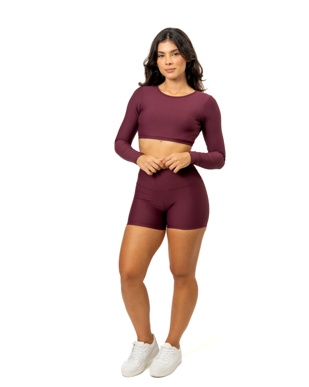 Short Básico + Top Alice Manga Longa - Light Bordo - M