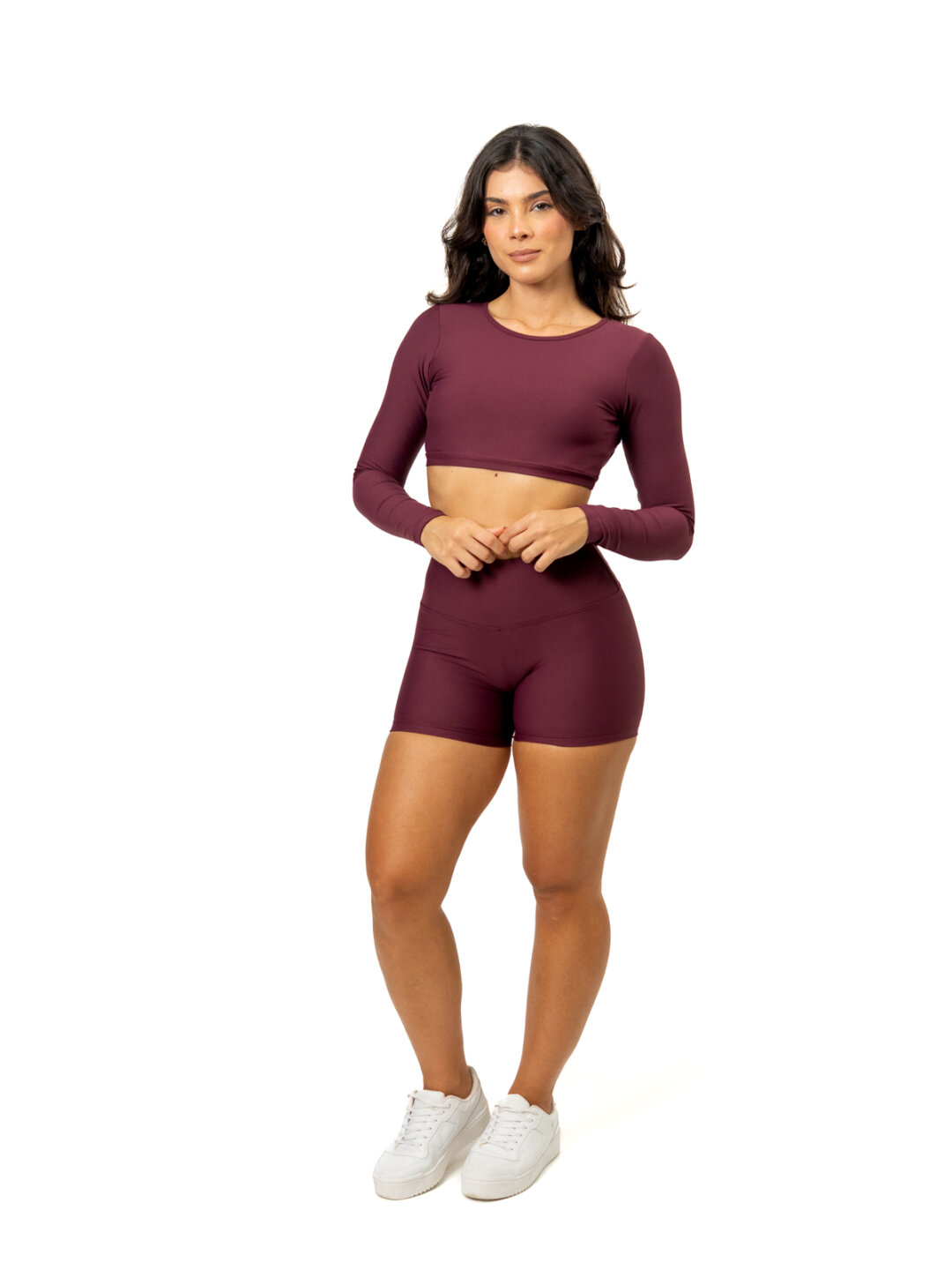 Short Básico + Top Alice Manga Longa - Light Bordo