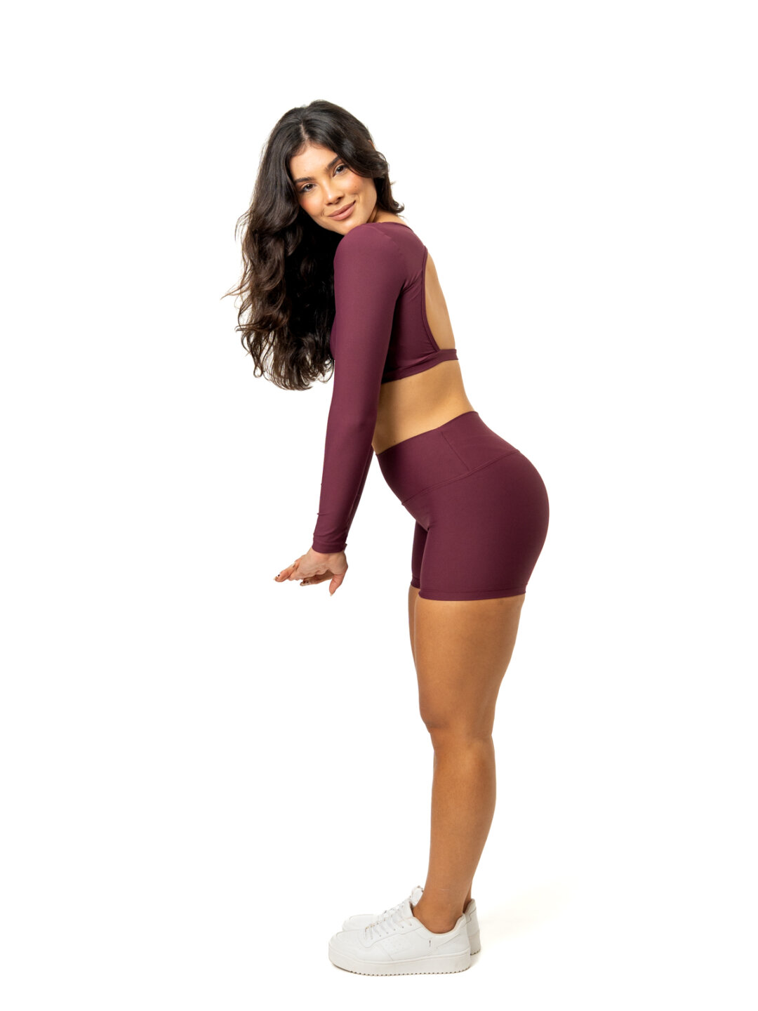 Short Básico + Top Alice Manga Longa - Light Bordo - Image 3
