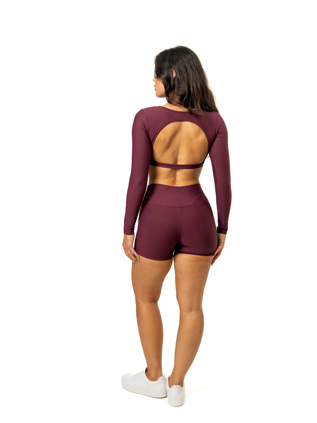 Short Básico + Top Alice Manga Longa - Light Bordo - Image 2
