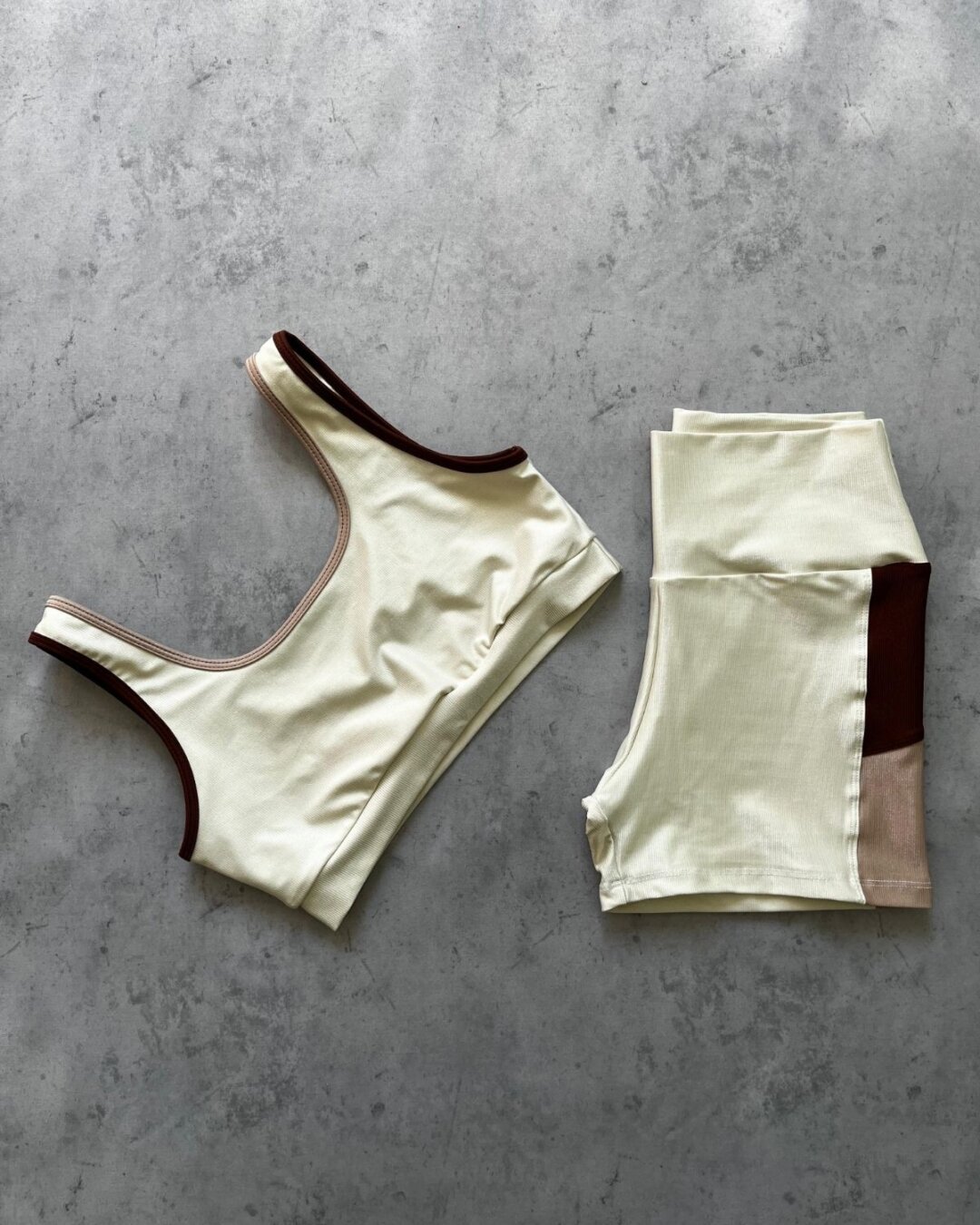 Conjunto Short Anna - Compressão Off White/Café/Nude