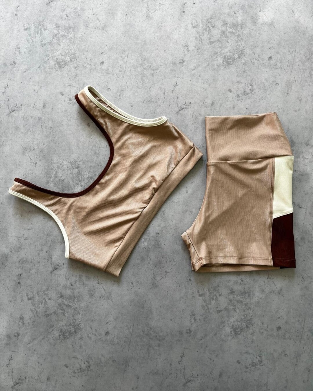 Conjunto Short Anna - Compressão Nude/Off White/Café