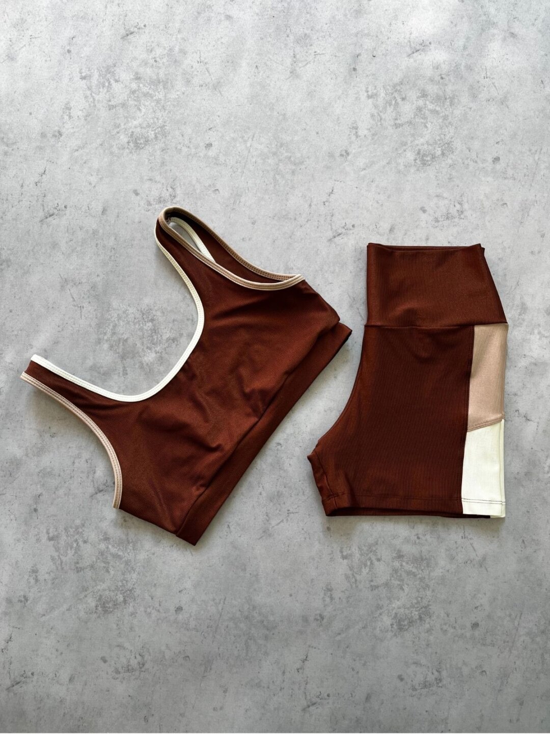 Conjunto Short Anna - Compressão Café/Nude/Off White
