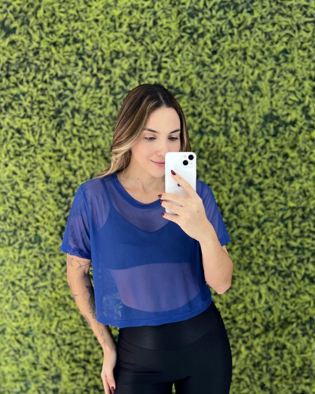 Cropped de Tule - Azul Bic