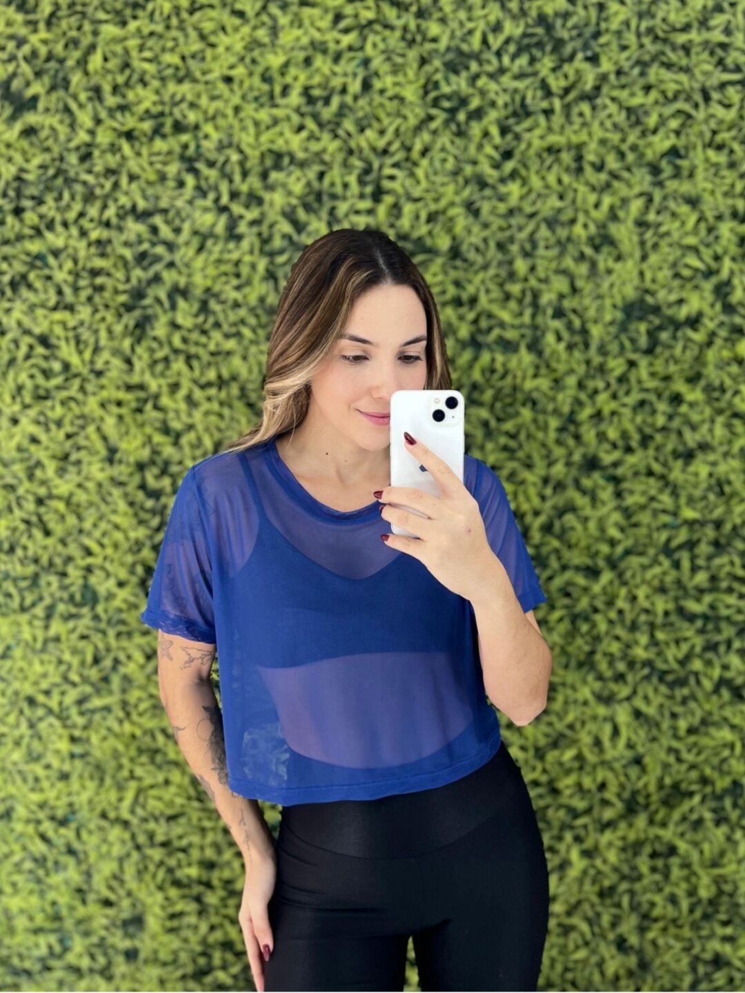 Cropped de Tule - Azul Bic