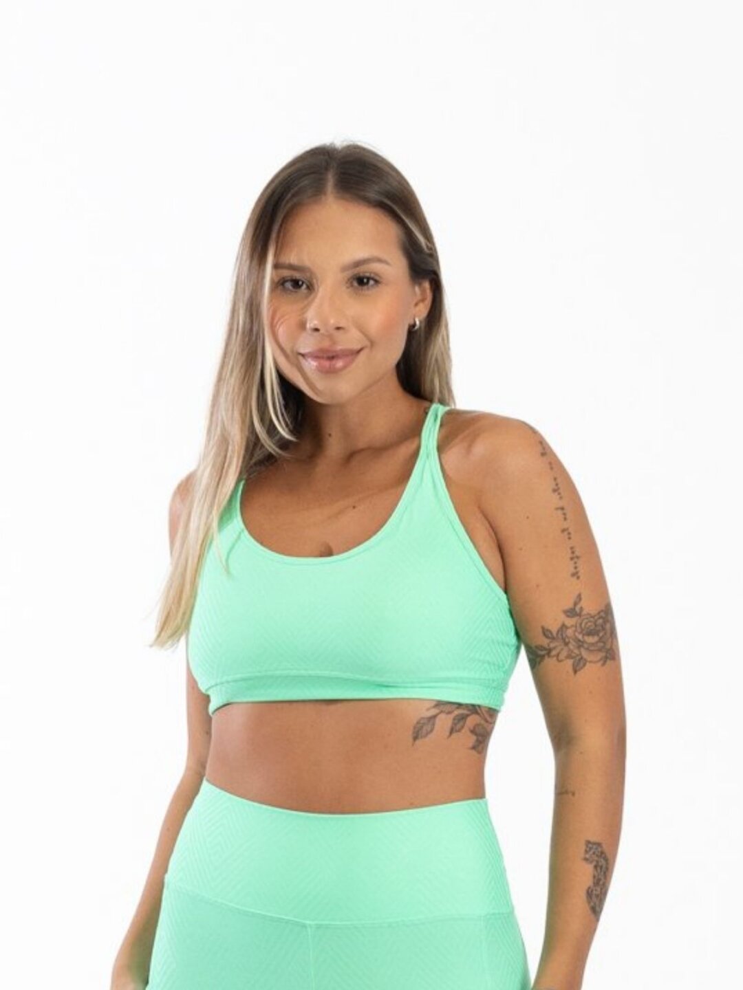 Top Luna Avulso - Jacquard Verde Tiffany