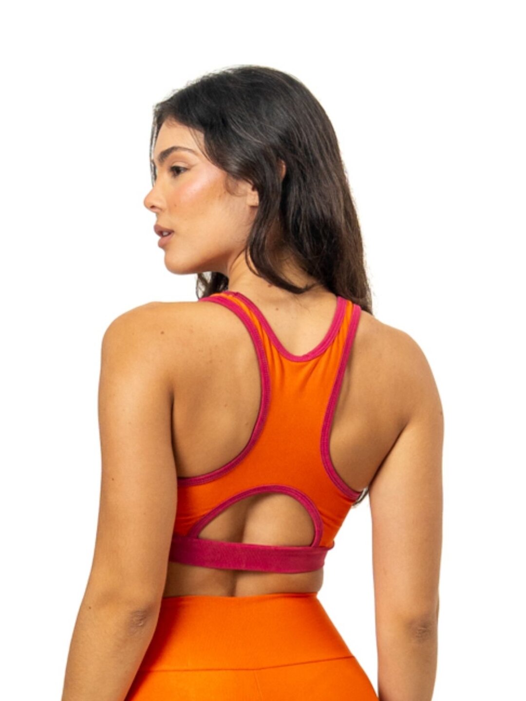 Top Aline Avulso - Compressão Laranja/Rosa Pink - Image 2