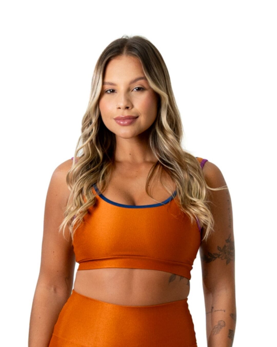 Top Anna Avulso - Compressão Ferrugem/Púrpura/Azul Marinho