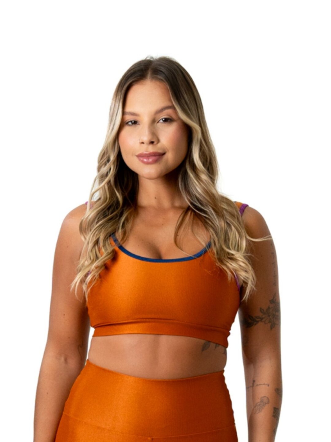 Top Anna Avulso - Compressão Ferrugem/Púrpura/Azul Marinho